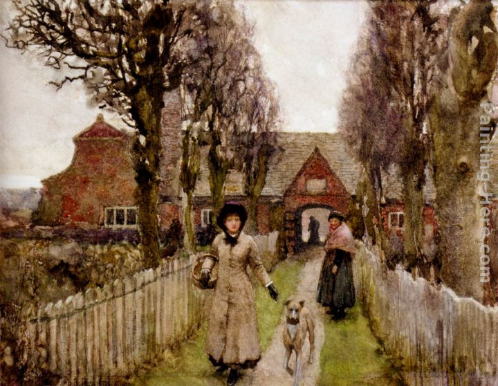 Gaywood Almshouses, Kings-Lynn, 1881 painting - Sir George Clausen Gaywood Almshouses, Kings-Lynn, 1881 art painting